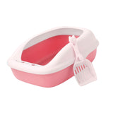 Maxbell Cat Litter Box with High Side Durable Pet Litter Tray Cat Sandbox Bedpan Pink