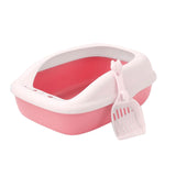 Maxbell Cat Litter Box with High Side Durable Pet Litter Tray Cat Sandbox Bedpan Pink