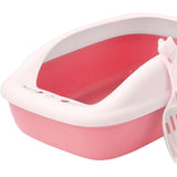 Maxbell Cat Litter Box with High Side Durable Pet Litter Tray Cat Sandbox Bedpan Pink