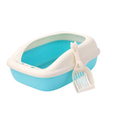 Maxbell Cat Litter Box with High Side Durable Pet Litter Tray Cat Sandbox Bedpan Blue