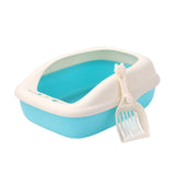 Maxbell Cat Litter Box with High Side Durable Pet Litter Tray Cat Sandbox Bedpan Blue