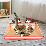 Maxbell Cat Scratch Pad with Box Interactive Toy Couch for Furniture Protection Red