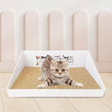 Maxbell Cat Scratch Pad with Box Interactive Toy Couch for Furniture Protection White
