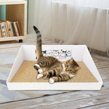 Maxbell Cat Scratch Pad with Box Interactive Toy Couch for Furniture Protection White
