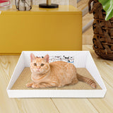 Maxbell Cat Scratch Pad with Box Interactive Toy Couch for Furniture Protection White
