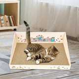 Maxbell Cat Scratch Pad with Box Interactive Toy Couch for Furniture Protection Brown