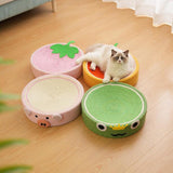 Maxbell Cat Scratcher Pad Bed Durable Round Interactive Toy Lounge Indoor for Kitten frog