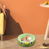 Maxbell Cat Scratcher Pad Bed Durable Round Interactive Toy Lounge Indoor for Kitten frog