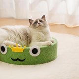 Maxbell Cat Scratcher Pad Bed Durable Round Interactive Toy Lounge Indoor for Kitten frog
