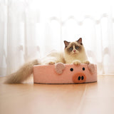 Maxbell Cat Scratcher Pad Bed Durable Round Interactive Toy Lounge Indoor for Kitten piggy