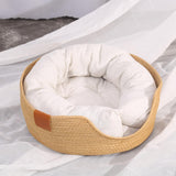 Maxbell Hand Woven Rattan Cat Beds Sofa Breathable Lightweight Washable for Rest S