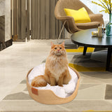 Maxbell Hand Woven Rattan Cat Beds Sofa Breathable Lightweight Washable for Rest L