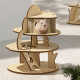 Maxbell Hamster Hideout House Guinea Pig Hut Cage Accessories Mouse Hideaway for Pet Three Layers
