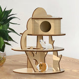 Maxbell Hamster Hideout House Guinea Pig Hut Cage Accessories Mouse Hideaway for Pet Three Layers