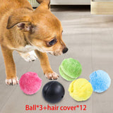 Maxbell Rolling Ball Dog Toy Electric Durable with Plush Covers Auto Rolling Ball 3 Balls 12 Covers