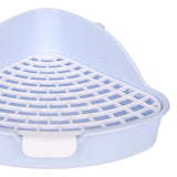 Maxbell Medium Rabbit Litter Box Potty Triangle with Grid for Chinchilla Rabbit Blue