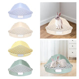 Maxbell Medium Rabbit Litter Box Potty Triangle with Grid for Chinchilla Rabbit Blue