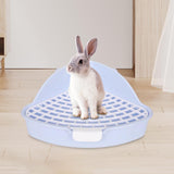Maxbell Medium Rabbit Litter Box Potty Triangle with Grid for Chinchilla Rabbit Blue