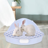 Maxbell Medium Rabbit Litter Box Potty Triangle with Grid for Chinchilla Rabbit Blue