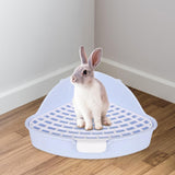Maxbell Medium Rabbit Litter Box Potty Triangle with Grid for Chinchilla Rabbit Blue