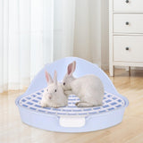 Maxbell Medium Rabbit Litter Box Potty Triangle with Grid for Chinchilla Rabbit Blue
