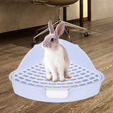Maxbell Medium Rabbit Litter Box Potty Triangle with Grid for Chinchilla Rabbit Blue