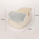 Maxbell Medium Rabbit Litter Box Potty Triangle with Grid for Chinchilla Rabbit Beige