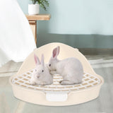 Maxbell Medium Rabbit Litter Box Potty Triangle with Grid for Chinchilla Rabbit Beige