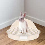 Maxbell Medium Rabbit Litter Box Potty Triangle with Grid for Chinchilla Rabbit Beige