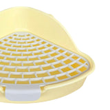 Maxbell Medium Rabbit Litter Box Potty Triangle with Grid for Chinchilla Rabbit Yellow