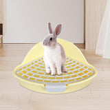 Maxbell Medium Rabbit Litter Box Potty Triangle with Grid for Chinchilla Rabbit Yellow