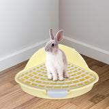 Maxbell Medium Rabbit Litter Box Potty Triangle with Grid for Chinchilla Rabbit Yellow