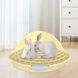 Maxbell Medium Rabbit Litter Box Potty Triangle with Grid for Chinchilla Rabbit Yellow