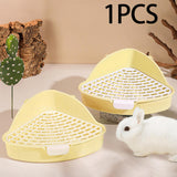 Maxbell Medium Rabbit Litter Box Potty Triangle with Grid for Chinchilla Rabbit Yellow