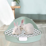 Maxbell Medium Rabbit Litter Box Potty Triangle with Grid for Chinchilla Rabbit Green