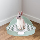 Maxbell Medium Rabbit Litter Box Potty Triangle with Grid for Chinchilla Rabbit Green