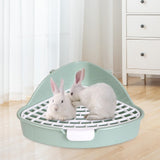 Maxbell Medium Rabbit Litter Box Potty Triangle with Grid for Chinchilla Rabbit Green