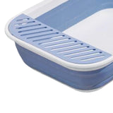 Maxbell Cat Litter Box Open Top Easily to Clean Kitty Litterbox Large with Scooper Blue