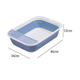 Maxbell Cat Litter Box Open Top Easily to Clean Kitty Litterbox Large with Scooper Blue