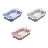 Maxbell Cat Litter Box Open Top Easily to Clean Kitty Litterbox Large with Scooper Blue