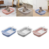 Maxbell Cat Litter Box Open Top Easily to Clean Kitty Litterbox Large with Scooper Blue