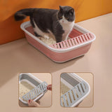 Maxbell Cat Litter Box Open Top Easily to Clean Kitty Litterbox Large with Scooper Blue