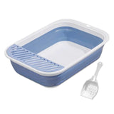 Maxbell Cat Litter Box Open Top Easily to Clean Kitty Litterbox Large with Scooper Blue