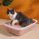 Maxbell Cat Litter Box Open Top Easily to Clean Kitty Litterbox Large with Scooper Blue