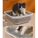 Maxbell Cat Litter Box Open Top Easily to Clean Kitty Litterbox Large with Scooper Blue