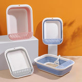 Maxbell Cat Litter Box Open Top Easily to Clean Kitty Litterbox Large with Scooper Blue