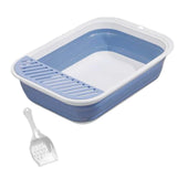 Maxbell Cat Litter Box Open Top Easily to Clean Kitty Litterbox Large with Scooper Blue