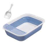Maxbell Cat Litter Box Open Top Easily to Clean Kitty Litterbox Large with Scooper Blue