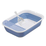 Maxbell Cat Litter Box Open Top Easily to Clean Kitty Litterbox Large with Scooper Blue
