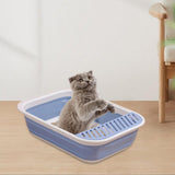 Maxbell Cat Litter Box Open Top Easily to Clean Kitty Litterbox Large with Scooper Blue